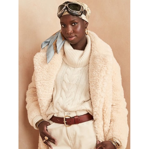 Banana Republic Sweaters - Banana Republic Merino-Cashmere Split-Sleeve Sweater Ivory Cowl Neck 773920 XS
